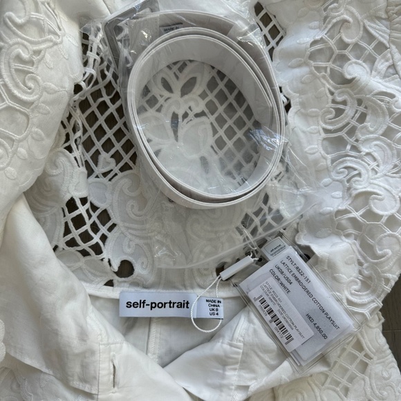 Self Portrait Lattice Embroidered White Playsuit Romper US 4 Bridal Wedding - Picture 8 of 13